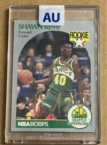 1990-91 NBA Hoops Shawn Kemp RC Rookie Auto Autograph Inscription 'Regin Man' BAS coa