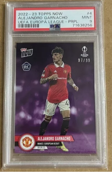 2022 Topps Now UEFA Alejandro Garnacho RC RURO Purple Manchester United 97/99 PSA 9