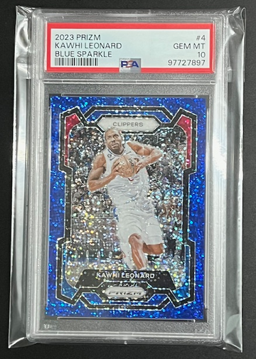 2023 Panini Prizm Kawhi Leonard Blue Sparkle 101/144 PSA 10