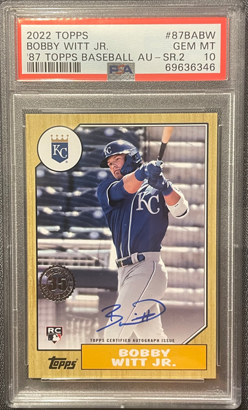2022 Topps 1987 Topps Baseball Autographs Bobby Witt Jr. 87BABW '87 Topps Baseball Auto Series 2 PSA GEM MINT 10