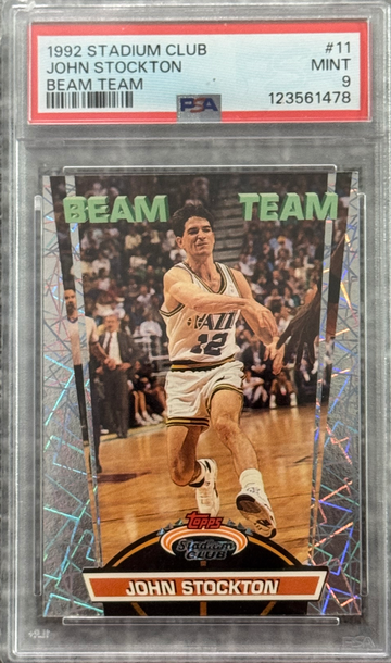 1992 STADIUM CLUB BEAM TEAM #11 JOHN STOCKTON JAZZ HOF PSA 9