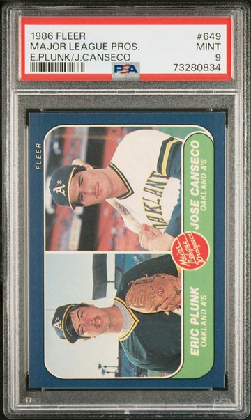 1986 Fleer #649 Eric Plunk/Jose Canseco Rookie PSA 9