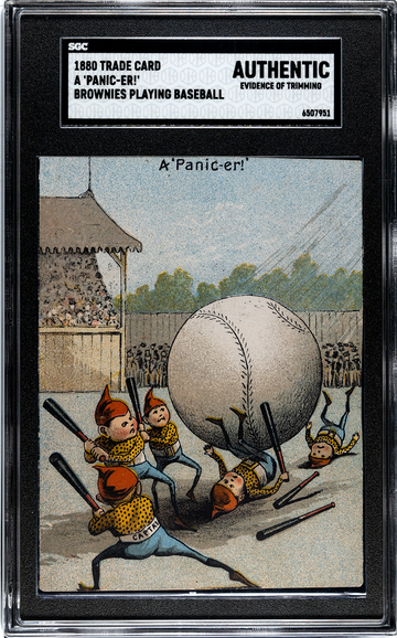1880 Trade Card A 'Panic-er!' Brownies Playing Baseball SGC Authentic