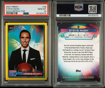 2021 Topps Finest Gold Refractor /50 #38 Steve Nash PSA 10 Gem Mint *POP 1*