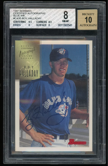 1997 Bowman Certified Auto Blue Ink #CA35 Roy Halladay BGS 8 NM-MT w/ 10 Auto