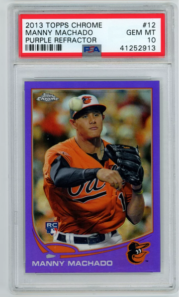 2013 Topps Chrome Purple Refractor #12 Manny Machado Rookie PSA 10 Gem Mint