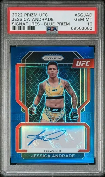 2022 Panini Prizm UFC Blue Auto Signatures /49 Jessica Andrade PSA 10 *POP 1*