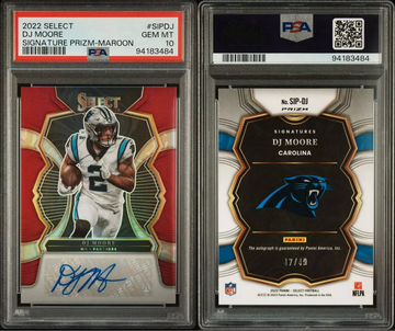 2022 Panini Select Maroon Prizm Auto /49 #SIPDJ DJ Moore PSA 10 Gem Mint *POP 3*