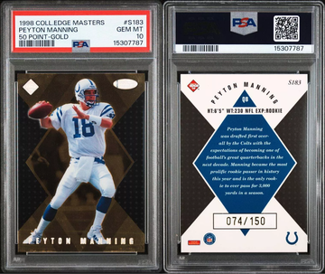 1998 Edge Masters 50 Point Gold /150 Peyton Manning Rookie PSA 10 Gem Mint POP 2