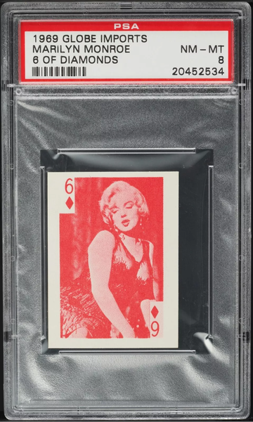 1969 Globe Imports Marilyn Monroe 6 of Diamonds Rare Red Variation PSA 8 NM-MT