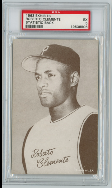 1963 Exhibits Stat Back Roberto Clemente PSA 5 EX HOF