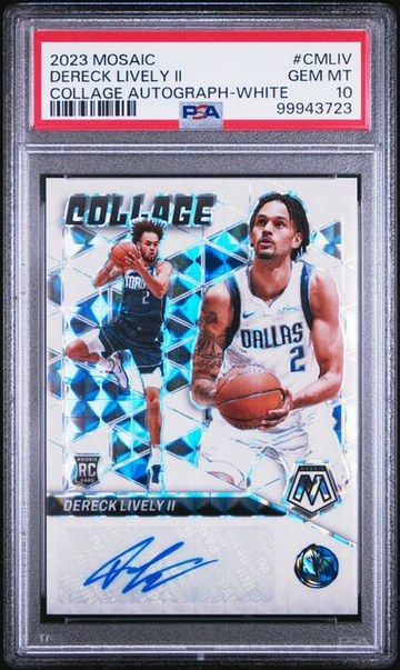 2023 Mosaic Collage Auto White Prizm /25 #CMLIV Dereck Lively II Rookie PSA 10