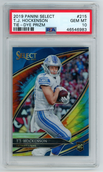 2019 Panini Select Tie-Dye Prizm /25 #215 TJ Hockenson Rookie PSA 10 Gem Mint