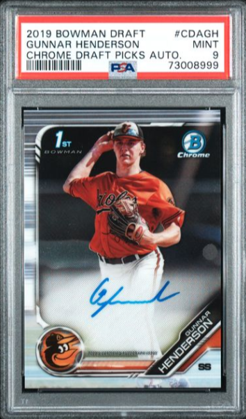 2019 Bowman Draft Gunnar Henderson Auto PSA 9