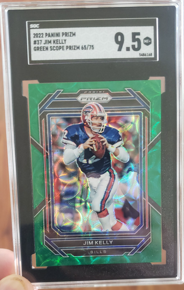 Jim Kelly 2022 Prizm Green Scope /75 SGC 9.5 MINT+