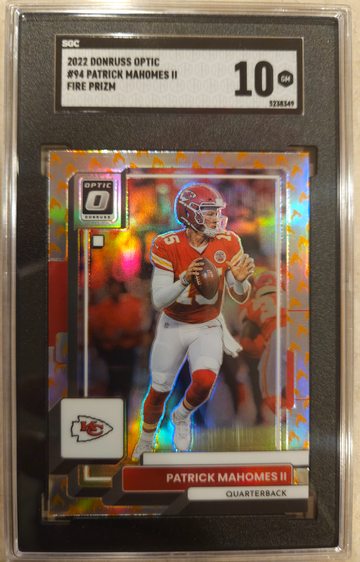 Patrick Mahomes 2022 Optic Fire 🔥 Prizm SSP SGC 10 💎 GEM MINT POP 1