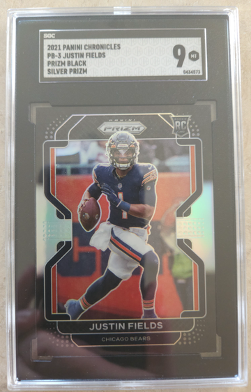Justin Fields RC 2021 Chronicles Prizm Black Silver SGC 9 MINT 