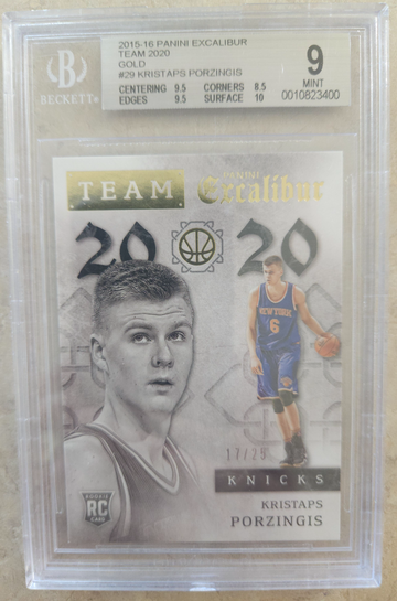 Kristaps Porzingis RC 2015 Excalibur Team 2020 Gold /25 BGS 9 MINT 🏀 BOSTON CELTICS 