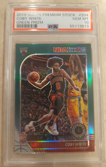 Coby White RC⚡️ 2019-20 Hoops Premium Stock Green PSA 10 💎 GEM MINT 