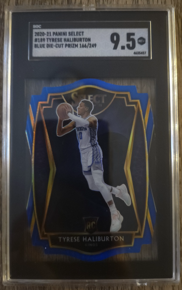 Tyrese Haliburton RC⚡️2020-21 Select Blue Die Cut /249 SGC 9.5 MINT+ 🏀 INDIANA PACERS MVP 📈 