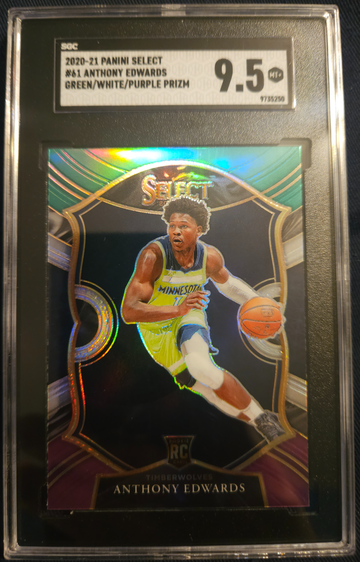Anthony Edwards RC⚡️2020-21 Select Green White Purple Prizm SGC 9.5 MINT+ 🏀