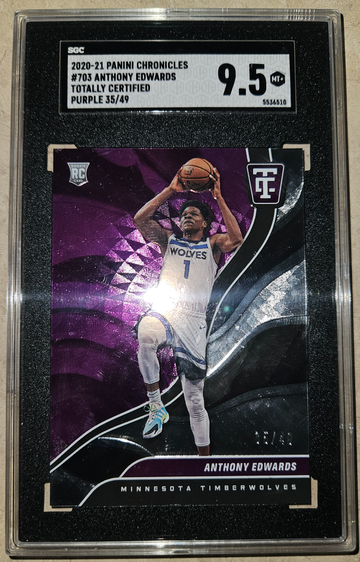 Anthony Edwards RC⚡️2020-21 Chronicles Totally Certified Purple /49 SGC 9.5 MINT+