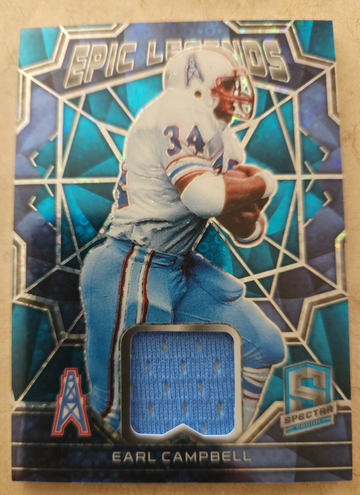 Earl Campbell⚡️2022 Spectra Epic Legends Neon Blue Jersey /60 🏈 HOUSTON OILERS HOF RB 📈