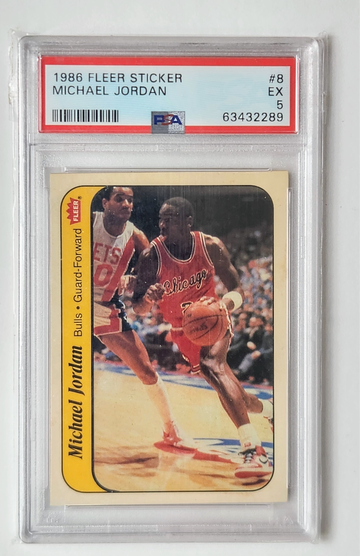 1986 Fleer Sticker #8 Michael Jordan PSA 5