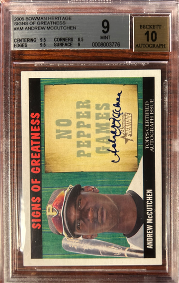 2005 Bowman Heritage Signs of Greatness ANDREW MCCUTCHEN Rookie Auto RC BGS 9 MINT