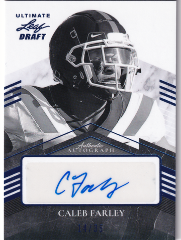 2021 Leaf Ultimate Draft Caleb Farley #PA-CF1 Black & White Portrait Autographs Navy 14/35