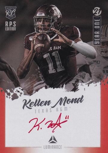 2021 Luminance Kellen Mond #YS-KM RC Year One Signatures RPS Red Auto