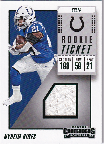 2018 Contenders Nyheim Hines #RTS-29 Relic