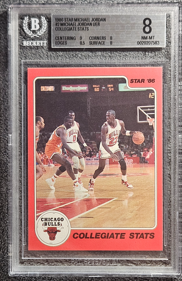 1986 Star #2 Michael Jordan Collegiate Stats BGS 8