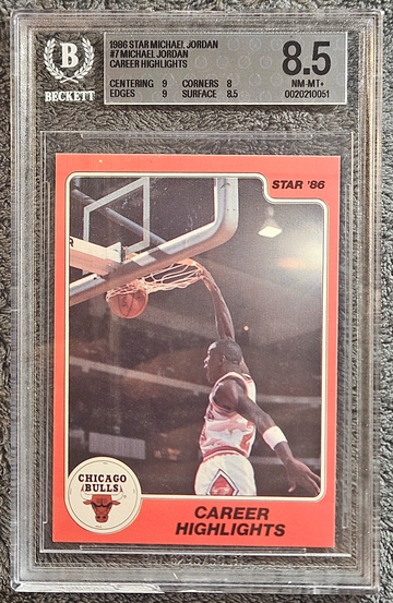 1986 Star #7 Michael Jordan Career Highlights BGS 8.5