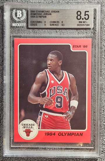 1986 Star 1984 Olympian #3 Michael Jordan New Label BGS 8.5