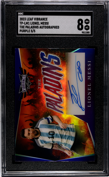 2023 Leaf Vibrance The Paladins Lionel Messi Purple Auto 5/5 SGC 8