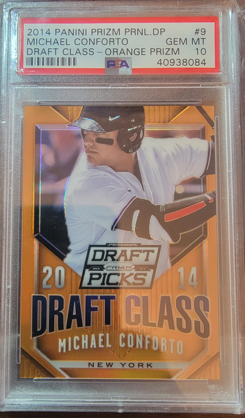 2014 Panini Prizm Perennial Draft Picks Michael Conforto Orange Prizm PSA 10