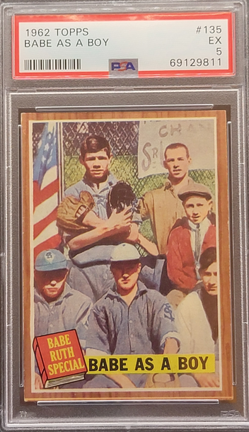 1962 Topps "Babe As A Boy' #135 PSA 5