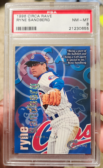 PSA 8 - 1996 Circa Rave Ryne Sandberg Serial# 19/150