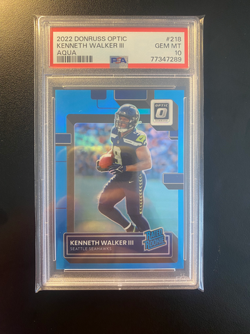 2022 Optic Aqua /299 Kenneth Walker PSA 10