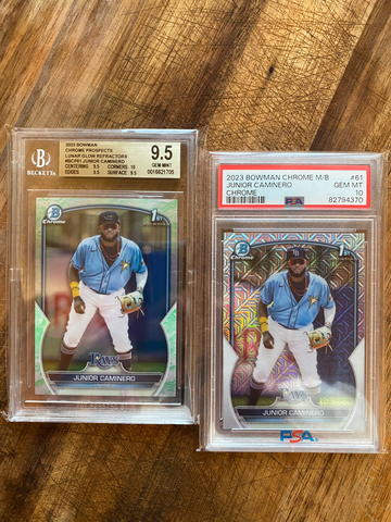 2023 bowman chrome mega box junior caminero psa 10