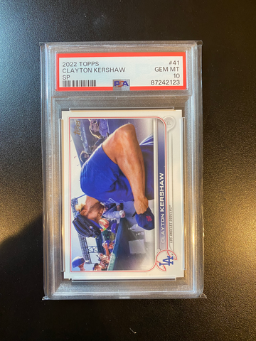 2022 topps SP Clayton Kershaw PSA 10