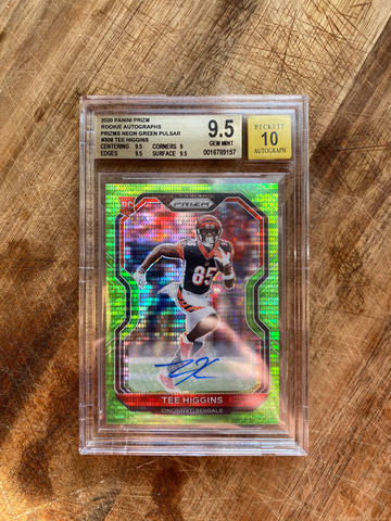 2020 Prizm Neon Green PUlsar Auto Tee Higgins BGS 9.5
