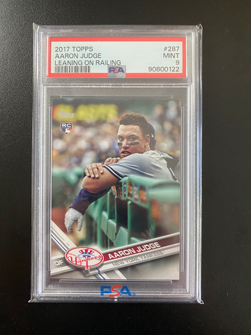 2017 topps leaning on railing Aaron Judge psa 9