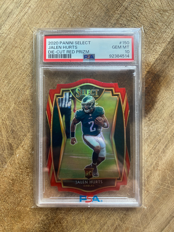 2020 select red die cut jalen hurts psa 10