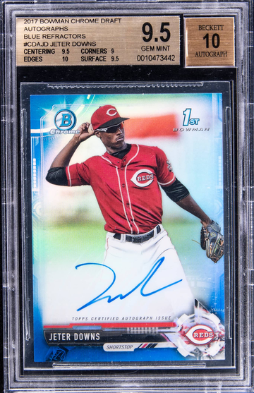 BGS 9.5 2017 Bowman Draft Chrome JETER DOWNS Blue Auto /150