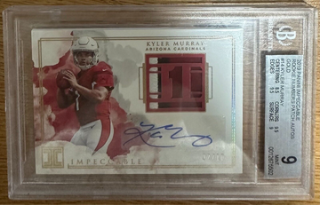 BGS 9 2019 Panini Impeccable #14 KYLER MURRAY Gold RPA /10 RC Rookie Patch Auto