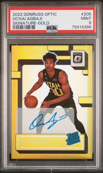 2022 Panini Donruss Optic #205 OCHAI AGBAJI Gold Auto 10/10 PSA 9 Rookie RC Card