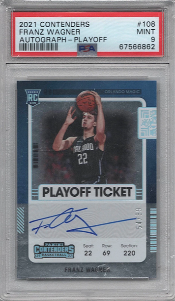 PSA 9 2021 Panini Contenders #108 FRANZ WAGNER True Playoff Auto /99 Rookie RC