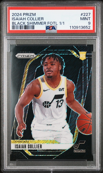 2024 Panini Prizm #227 ISAIAH COLLIER Black Shimmer FOTL 1/1 Rookie Card PSA 9